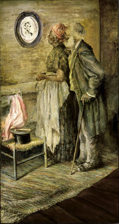 1904-1905 के बाद, लिंकन के चित्र को देखता वृद्ध जोड़ा। द्वारा अज्ञात
