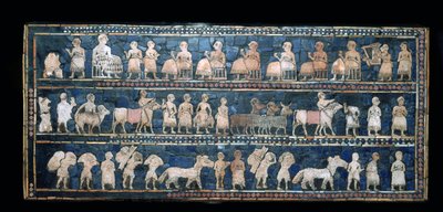 उर के मानक का 'शांति' पक्ष, दक्षिणी इराक, लगभग 2600-2400 ईसा पूर्व द्वारा अज्ञात
