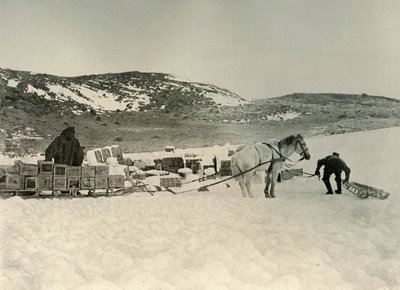 द पोंट क्वान अबाउट टू ए स्लेज लोड ऑफ स्टोर्स, c1908, 1909 द्वारा अज्ञात