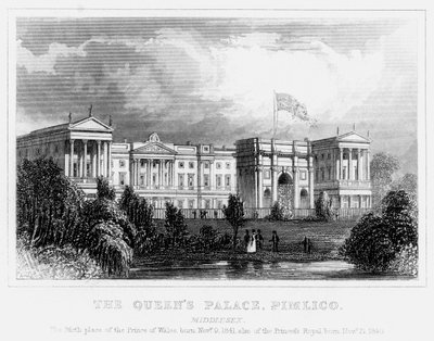 क्वींस पैलेस, पिमिलिको, लंदन, c1840s द्वारा अज्ञात