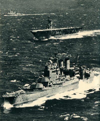 द रेनडाउन, द आर्क रॉयल और शेफ़ील्ड, c1939-1941, 1942। द्वारा अज्ञात