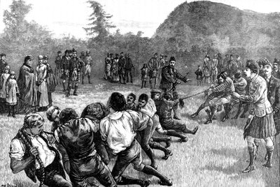 द रॉयल फैमिली इन द हाइलैंड्स, टग ऑफ़ वॉर - 19 वीं सदी के अंत में, 1900 द्वारा अज्ञात