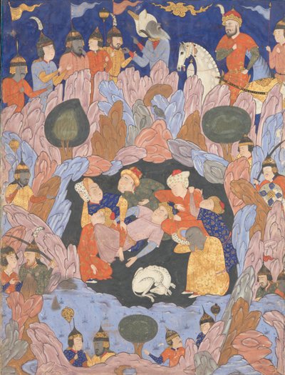 इफिसुस के सात स्लीपर, ओमेन्स की फालनामा बुक से फोलियो, 1550 के दशक। द्वारा अज्ञात