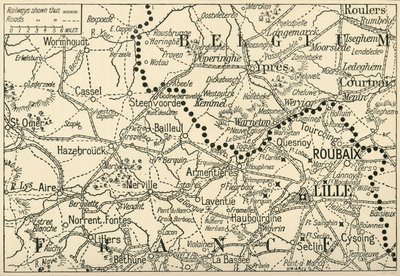 1914 में फ्लैंडर्स में युद्ध का रंगमंच, c1920। द्वारा अज्ञात