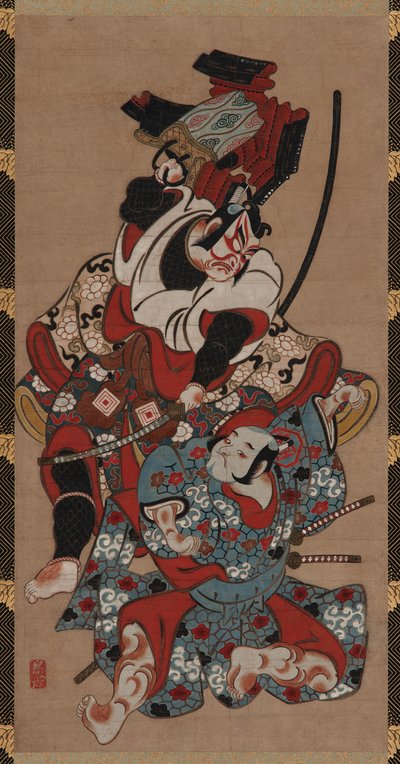 सोगा नाटक का कवच खींचने वाला दृश्य, ईदो काल, 1615-1868। द्वारा अज्ञात
