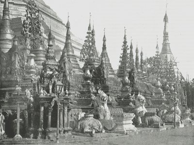 ग्रैंड पगोडा, रंगून, बर्मा, 1895 का आधार। द्वारा अज्ञात