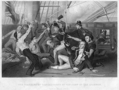 1813 के एचएमएस शैनन के चालक दल द्वारा एचएमएस चेसपेके का बोर्डिंग द्वारा अज्ञात