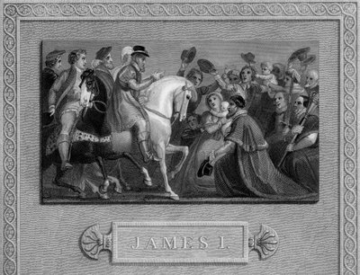 लंदन में जेम्स I का प्रवेश, c1603, 19 वीं शताब्दी द्वारा अज्ञात