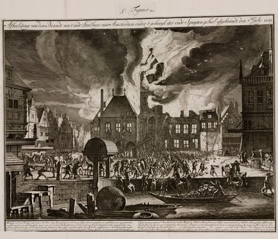 एम्स्टर्डम के पुराने सिटी हॉल, हॉलैंड में आग, 7 जुलाई 1652 द्वारा अज्ञात