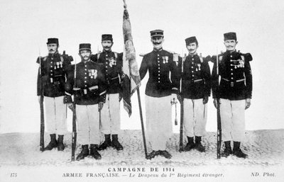 फ्रांसीसी विदेश सेना की पहली रेजिमेंट का ध्वज, 1914 द्वारा अज्ञात