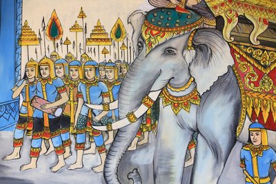 प्रबुद्धता का मार्ग। बुद्ध का जीवन। बुद्ध के जीवन को दर्शाती छत की कलाकृति। वाट इंपेंग। वेंटियन। लाओस, 20151029, वियनतियाने, लाओस द्वारा अज्ञात