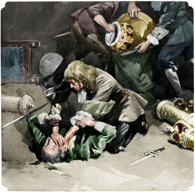 थॉमस ब्लड ने 1671, 1937 में लंदन के टॉवर से क्राउन ज्वेल्स चोरी करने का प्रयास किया द्वारा अज्ञात
