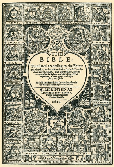 'जिनेवा बाइबिल का शीर्षक पृष्ठ', 1614, 1943। द्वारा अज्ञात