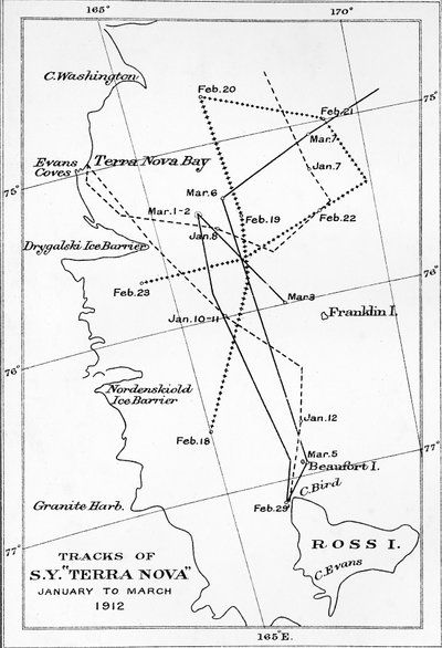 एसवाई टेरा नोवा के ट्रैक - जनवरी से मार्च 1912, 1913 द्वारा अज्ञात