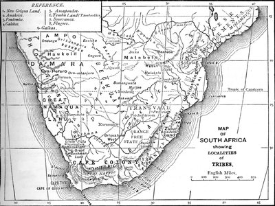 दक्षिण अफ्रीका का जनजातीय मानचित्र, c1880 द्वारा अज्ञात