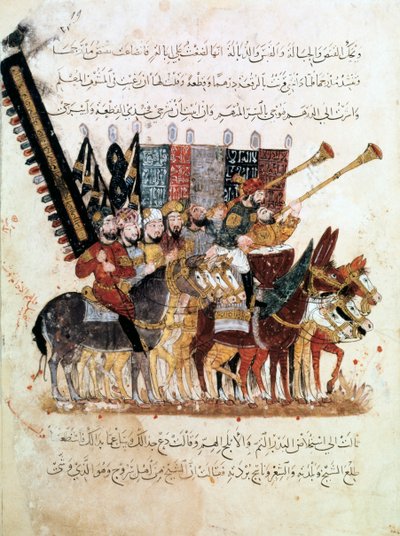 एक धार्मिक समारोह में घुड़सवारों की टुकड़ी, c1240 द्वारा अज्ञात