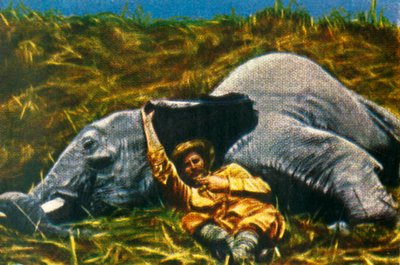 मृत हाथी के साथ ट्रॉफी-शिकारी, c1928। द्वारा अज्ञात