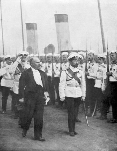 फ्रांसीसी राष्ट्रपति रेमंड पॉइंकेयर, 1914 के साथ ज़ार निकोलस II। द्वारा अज्ञात