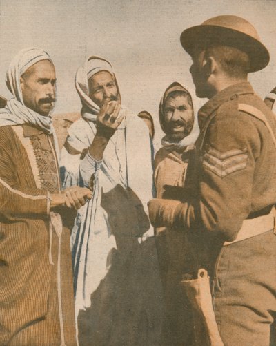 ट्यूनीशियाई अरबों ने 1943 में चाऊच में एक ब्रिटिश सार्जेंट का स्वागत किया द्वारा अज्ञात