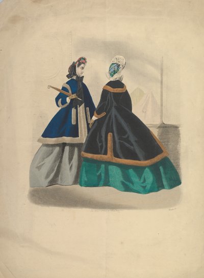 दो महिला पहनने वाले कोट, 1863-64। द्वारा अज्ञात
