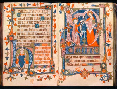 A Book of Hours से दो पृष्ठ, c1350 द्वारा अज्ञात