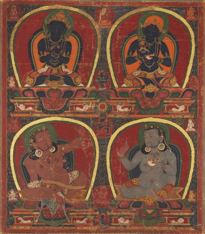 वज्रधारा, नायरत्म्य, और महासिध्द विरुपा और कान्हा, सी। 1450। द्वारा अज्ञात