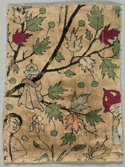 मखमली टुकड़ा, खुसरो शिरीन स्नान देखता है, 1550-99। द्वारा अज्ञात