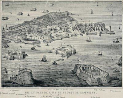 देखें और द्वीप की योजना और क्रोनस्टाट का बंदरगाह, सी। 1850 द्वारा अज्ञात