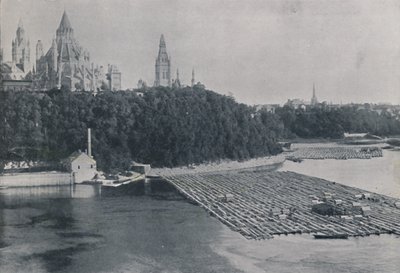 ओटावा का दृश्य, लॉग-राफ्ट्स के साथ, 1924 द्वारा अज्ञात