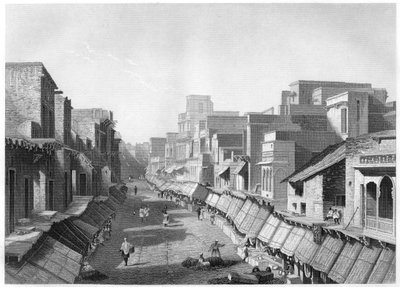 प्रिंसिपल स्ट्रीट, आगरा का दृश्य, c1860 द्वारा अज्ञात