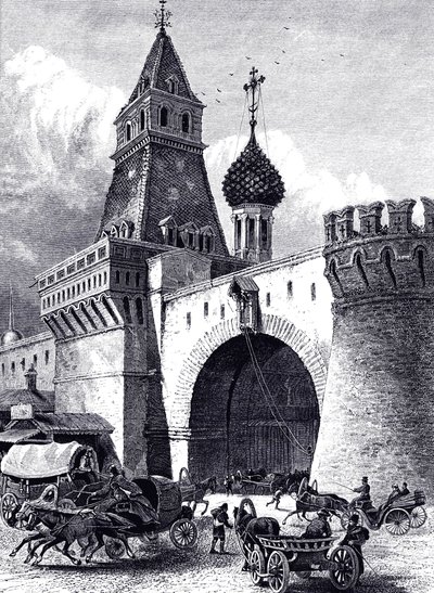 1860 में मॉस्को में निकोलसकाया टॉवर और आर्मरी का दृश्य द्वारा अज्ञात