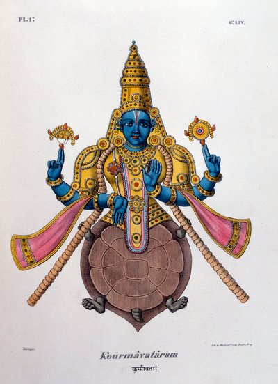 विष्णु, हिंदू त्रिमूर्ति त्रिमूर्ति के देवताओं में से एक, 1828 द्वारा अज्ञात