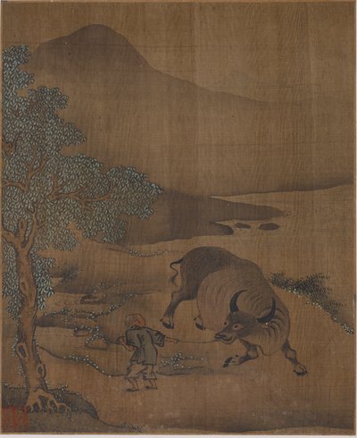 वाटर बफ़ेलो और हर्डबॉय, संभवतः मिंग राजवंश, 1368-1644। द्वारा अज्ञात