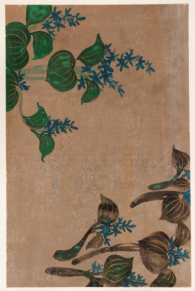 नीले फूलों वाले जलीय पौधे, ईदो काल, 1615-1868। द्वारा अज्ञात