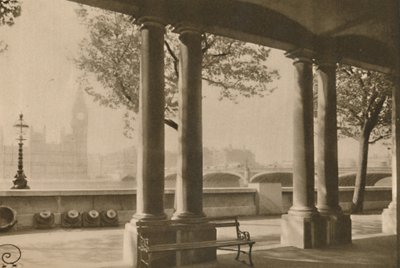 सेंट थामस अस्पताल के छत से वेस्टमिंस्टर ब्रिज और बिग बेन, c1935। द्वारा अज्ञात