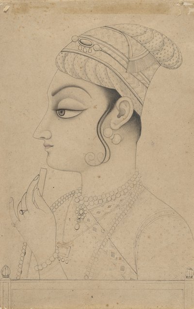 बांसुरी धारण करने वाली और कृष्ण के वेश में 18वीं शताब्दी के मध्य तक महिला। द्वारा अज्ञात