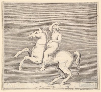 वुमन ऑन रेयरिंग हॉर्स, प्रकाशित सीए। 1599-1622। द्वारा अज्ञात
