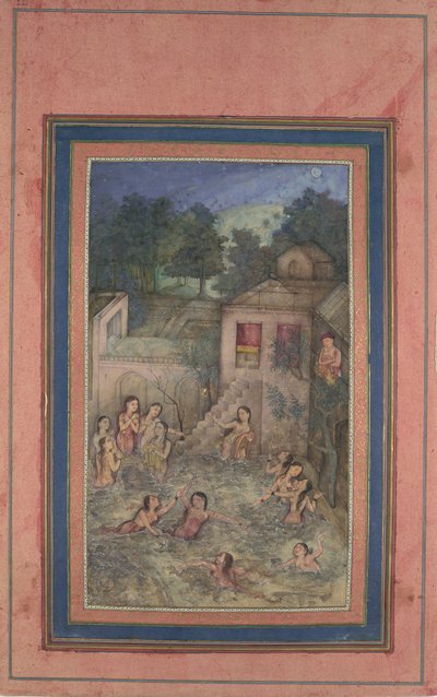 मूनलाइट द्वारा स्नान करने वाली महिलाएं, डेविस एल्बम से फोलियो, 18वीं शताब्दी। द्वारा अज्ञात