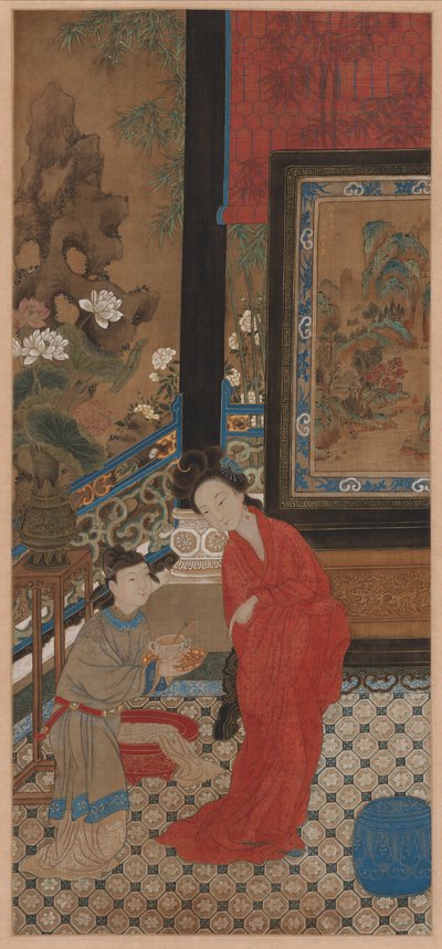 यांग गुइफेई द बाथिंग, 1700s। द्वारा अज्ञात