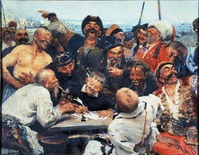 Zaporozhye Cossacks ने तुर्की सुल्तान को एक पत्र लिखा', इल्या रेपिन द्वारा पेंटिंग। द्वारा अज्ञात
