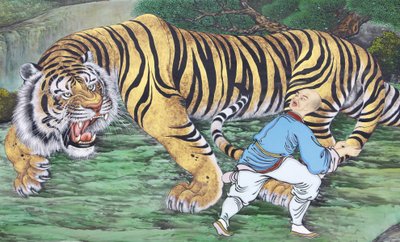 भिक्षु और बाघ, सियोल, कोरी डू सुडो को दर्शाती ज़ेन कोआन पेंटिंग द्वारा अज्ञात