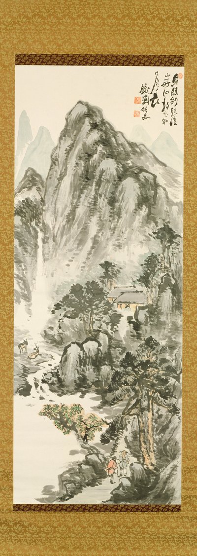 टेसै तोमिओका (1836- 1924) द्वारा पहाड़ों में वापसी, (कलर वुडब्लॉक प्रिंट) द्वारा अज्ञात अज्ञात