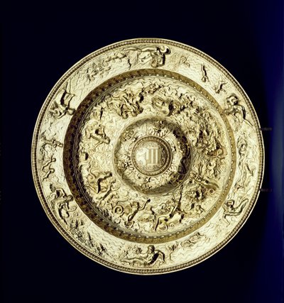 सिल्वर-गिल्ट बेसिन, उभरा, पीछा और उत्कीर्ण, फ्रेंच, सी। 1560-83 द्वारा अज्ञात अज्ञात