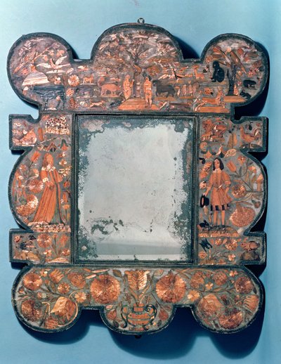 स्ट्रॉ-वर्क मिरर फ्रेम, 1670-80 द्वारा Unbekannt Unbekannt