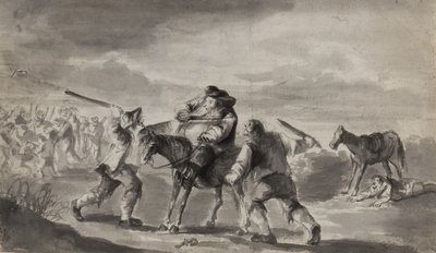 यात्री ने हमला किया, संभवत: सैमुअल बटलर के हडिब्रास, c.1790 (कागज पर कलम, ब्रश और स्याही) द्वारा अज्ञात अज्ञात