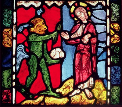 रेगिस्तान में मसीह के प्रलोभन दिखाते हुए ट्रॉयज कैथेड्रल से खिड़की, c.1225 द्वारा अज्ञात अज्ञात