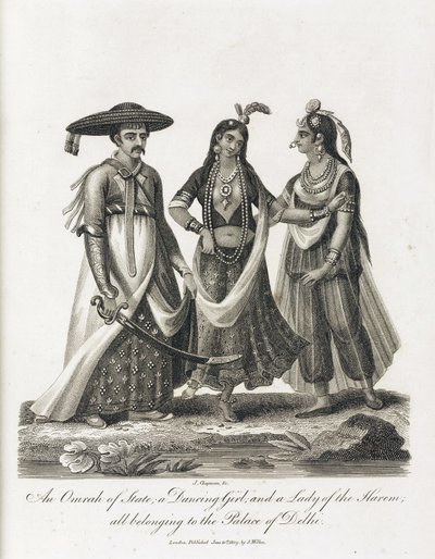 राज्य का एक ओमराह; एक नाचती हुई लड़की; और हरेम की एक महिला, भारत द्वारा अज्ञात