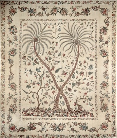 दक्षिणी कोरोमंडल तट से पाम ट्री मोटिफ्स के साथ बेडस्प्रेड, c.1770 (कपास) द्वारा अज्ञात