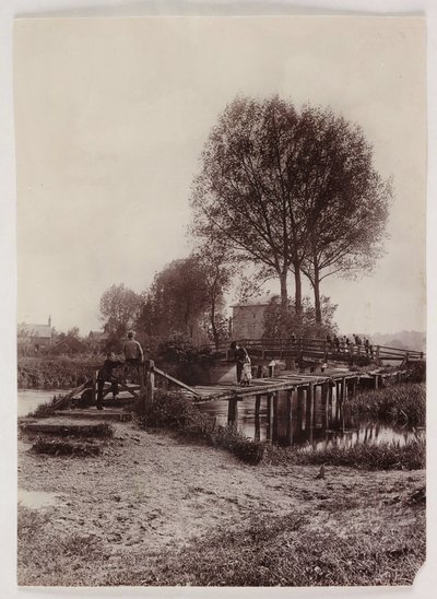 ब्रिज, पाइल चिल्ड्रेन ऑन ए ब्रिज, c 1890 द्वारा अज्ञात