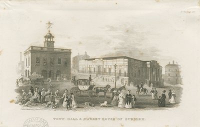 बर्सलेम - टाउन हॉल और मार्केट हाउस: एनग्रेविंग, एनडी [1836] द्वारा अज्ञात